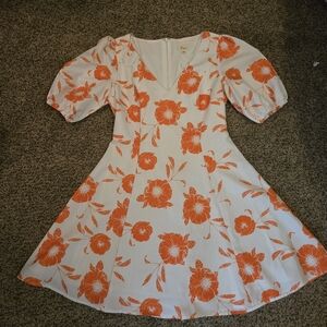 Lena White and Orange Floral Mini Dress